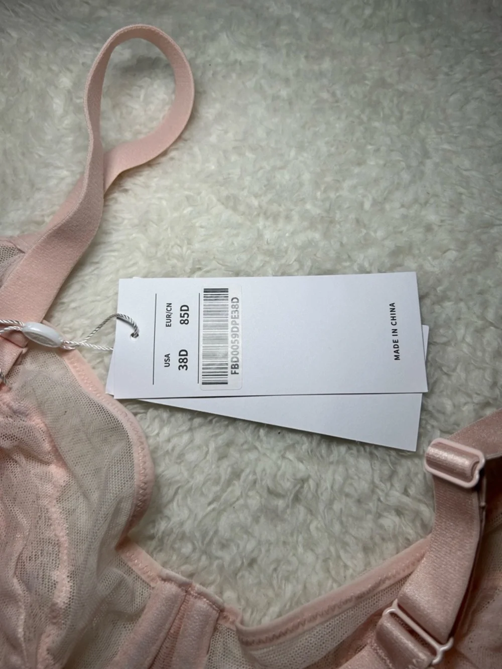 HSIA Lace Underwire Bra 38D Light Pink NEW